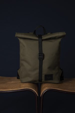 This image shows The Boddin Daypack, rucksack sitting on a chair.